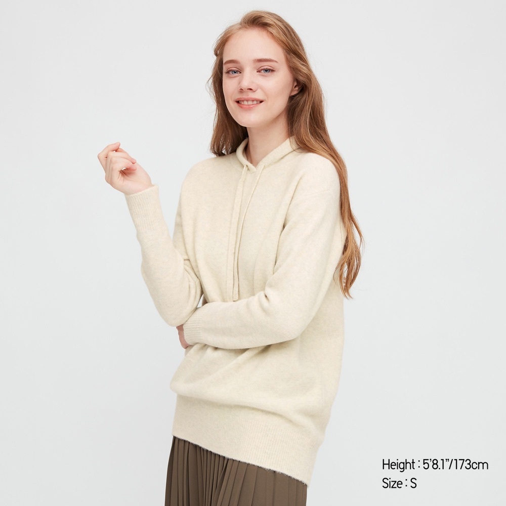 Uniqlo Souffle Yarn Hooded Tunic | OFF WHITE